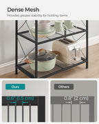 SONGMICS 4-Tier Metal Storage Rack, Shelving Unit with X Side Frames, Dense Mesh, 12.6 x 23.6 x 44.3 Inches, for Entryway, Kitchen, Living Room, Bathroom, Industrial Style, Ink Black UBSC164B01