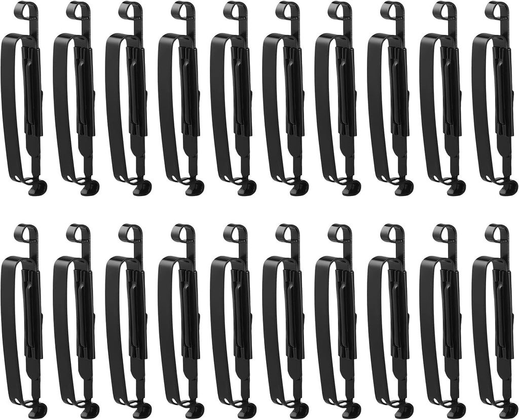 20 Pcs Metal Belt Clip Reusable Slides Strap Clip Holder for Outdoor Camping Belt Kettle Sling Bag Backpack, Black