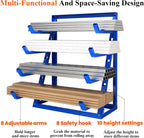 48x16x62'' Heavy Duty 4 Tiers Horizontal Lumber Storage Rack, 2400lbs Load Alloy Steel Lumber Pipe Organizer Shelf, Adjustable Bar Storage Cantilever Rack for Garage Workshop, Woodworking Shop