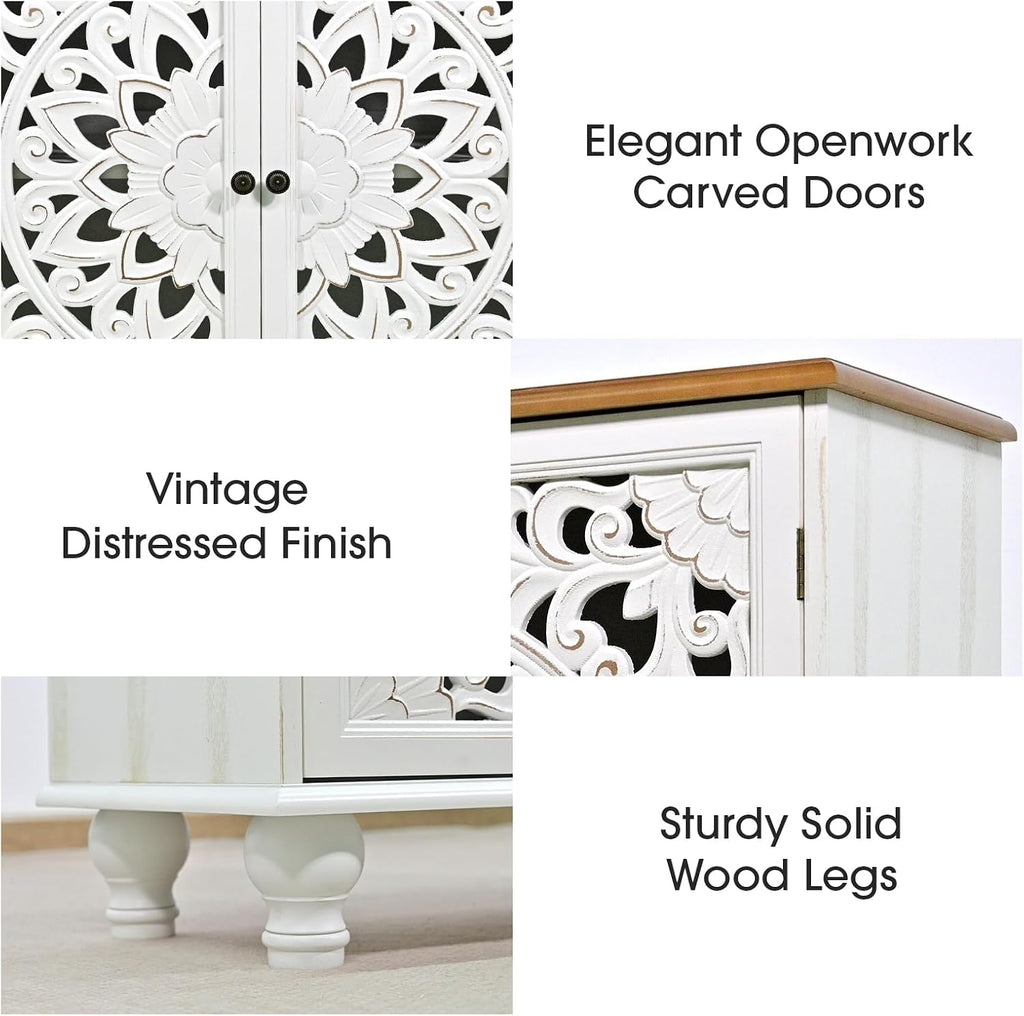 Jiansu furni Accent Cabinet with Carved Doors,Sideboard Buffet Cabinet with Storage