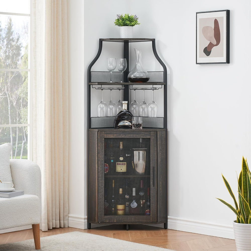 Garvee Corner Wine Rack Cabinet for Liquor Cabinet with Adjustable Shelves, 6...