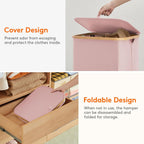 Lifewit 100L Laundry Basket with Lid, Clothes Hampers for Laundry with Bamboo Handles and A Removable Laundry Bag, Large Foldable Hamper for Bedroom, Bathroom, Dorm, Laundry Room, Pink