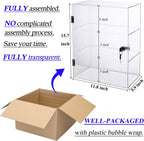 DuvinDD Acrylic Display Case with Lock, Collectibles Showcase Clear | Countertop Locking Display Cabinet with Shelves and Door, Acrylic Storage Safe Organizer for Home Office, 11.8x5.9x15.7inch