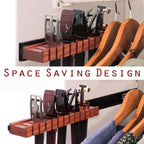 Premium Walnut Wood Belt Organizer with Sliding System - 12-Belt Heavy-Duty Belt Holder, Wall-Mounted Belt Hanger for Closet, Space Saving Storage & Elegant Father’s Day Gift
