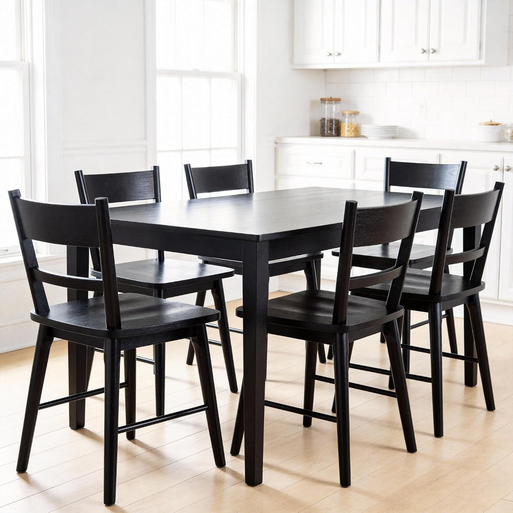CIMOTA Black Dining Chairs Set of 4, Farmhouse Wood Dining Chairs Ladder Back...