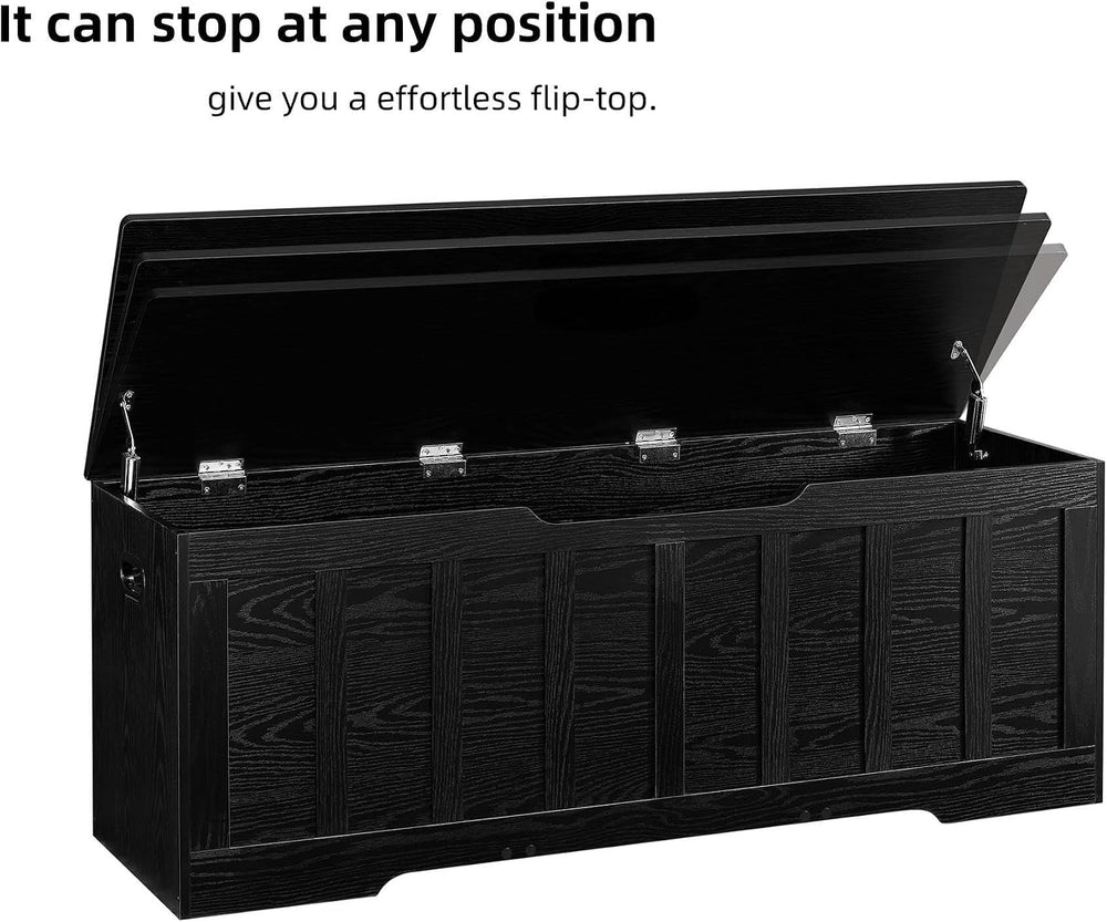 VANKILEY 51.2" Storage Chest Extra Large,Wooden Storage Bench,Black | Ch...