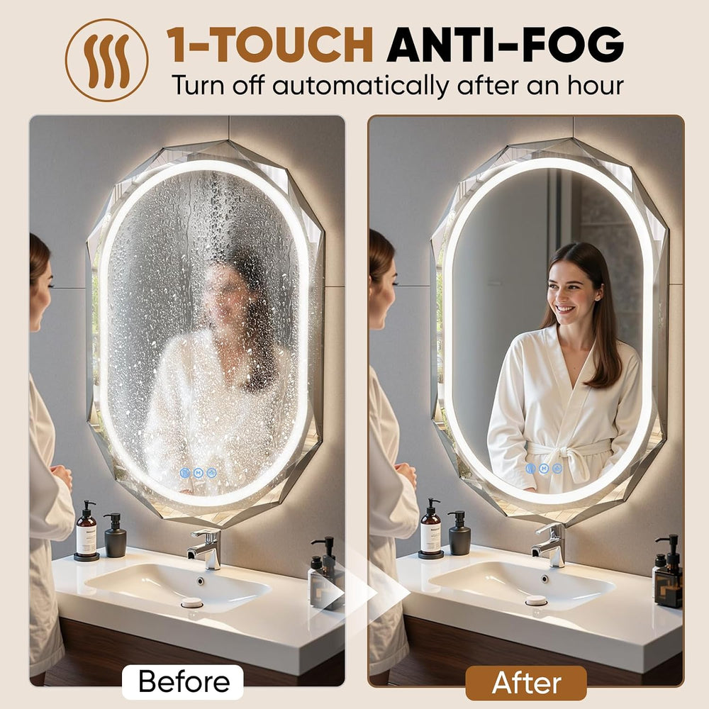 30"x40" Oval LED Bathroom Vanity Mirror, Backlit Anti-Fog Frameless