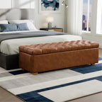 Chifee & Vingol 60" PU Ottoman with Storage Oversized End of Bed Storage Bench Upholstered Benches for Entryway, Living Room, Bedroom-Brown