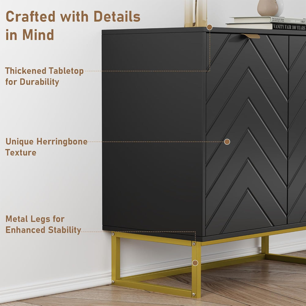 Garvee 31.5 in Modern Sideboard Buffet Cabinet with Storage, Wood Accent Stor...