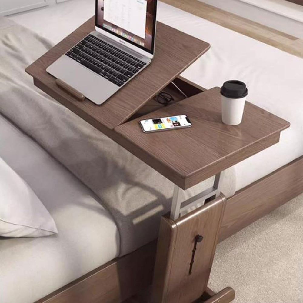 Coffee Table Height Adjustable C Shaped End Table, Foldable Couch Desk with T...