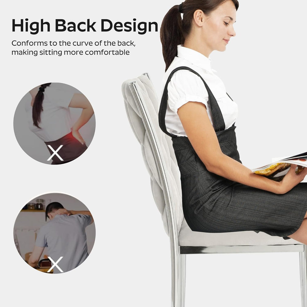 Modern Dining Chairs Set of 4, Light Grey Velvet Woven Kitchen Chair with Sil...