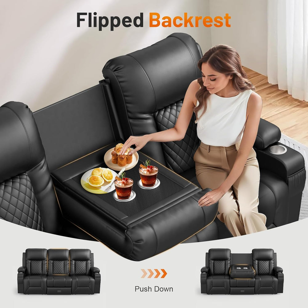 FURNIMAT Loveseat Recliner Sofa, Modern Dual Reclining Sofa with Flip Back Co...
