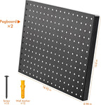 G.CORE Heavy Duty Metal Pegboard Organizer - Wall Storage Steel Peg Board Panels Set 1/4 inch Round Holes 17"x13" 2 Pack Garage Craft Tool Display Hanging Rack Organization Kit with Mounting Hardware