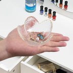 2Pcs Flower Shape Jewelry Tray, 3.5in Small Glass Jewelry Dish, Room Aesthetic Ring Dish, Engagement Ring Holder for Women, Bathroom Trinket Tray for Rings Earring Wife Mom Daughter Gift (White, Grey)