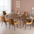 Modern Upholstered Dining Chairs Set of 6 with Thick Seat Cushion and Curved Back, Synthetic Leather Mid-Century Dinner Chair for Kitchen, Dining Room,Cafe (Faux Leather-Brown, Set of 6)