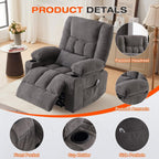 MAHOMICO Manual Recliner Chair with 2 Cup Holders,4 Pockets,Reclining Sofa for Living Room,Bedroom,22.4" W