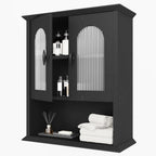 CJL Bathroom Wall Cabinet with Fluted Door, 18.9'' x 23.6'' Medicine Cabinet, Over The Toilet Storage Cabinet, Black