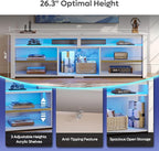 Bestier TV Stand for 75 inch TV, Tall LED Entertainment Center with Adjustable Shelf, Gaming TV Console with Storage for PS5, Modern TV Cabinet for Living Room Bedroom, White Marble