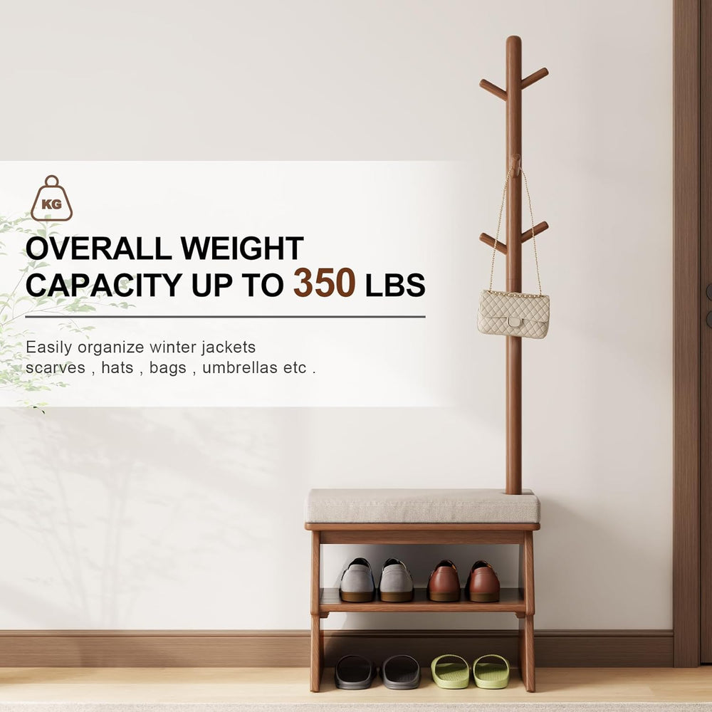 Coat Rack with Shoe Storage,Shoe Rack whit 8 Hook for Offices、Bedroom、Living ...