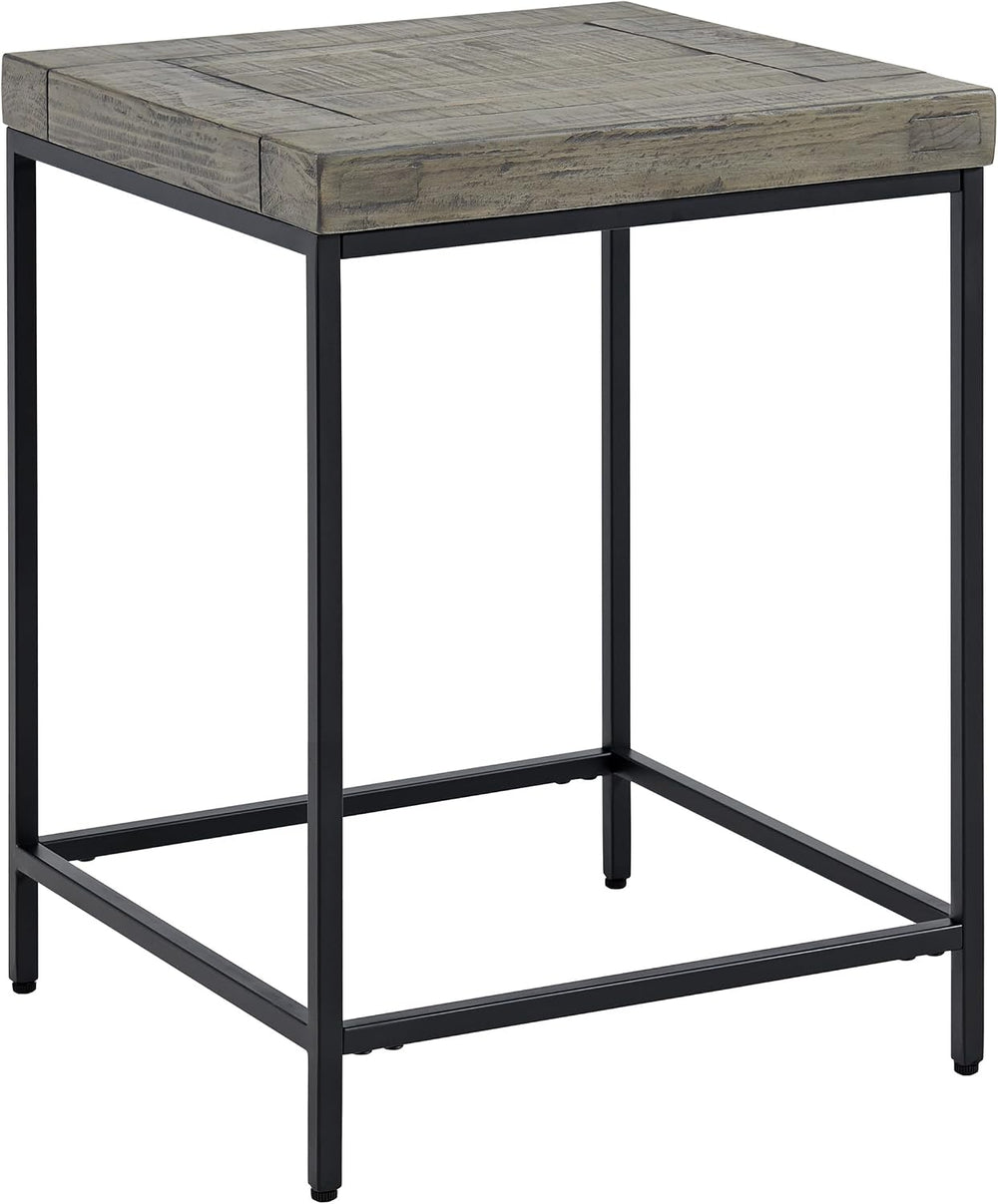 Alaterre Furniture End Table - Industrial Modern Side Table with Wood Top and...