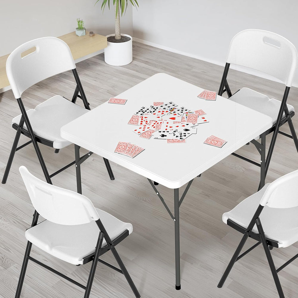 VINGLI White Card Square Table, 34 inch Foldable Legs Full Table Top, Easy to...