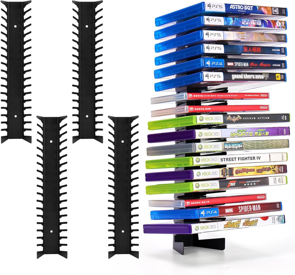 4 Pack Video Game Case Storage Wall Mount - Holds Up to 72 Disc Boxes,Metal W...