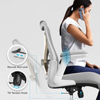 Ergonomic Office Chair-Computer PU Leather X-Shaped Desk Chair-Gaming Chair with Adjustable Flip-up Armrests Lumbar Support Mesh Executive Chair for Long Hours Office (Grey)