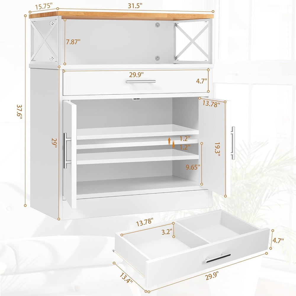 Shintenchi Kitchen Buffet Cabinet with Adjustable Shelf, Modern Kitchen Stora...
