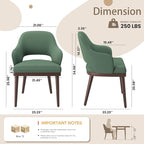 Wooden Dining Chairs Set of 4, Modern Fabric Upholstered Dining Room Chair, Kitchen Side Chairs, Farmhouse Dinner Chair with Open Back for Kitchen, Green