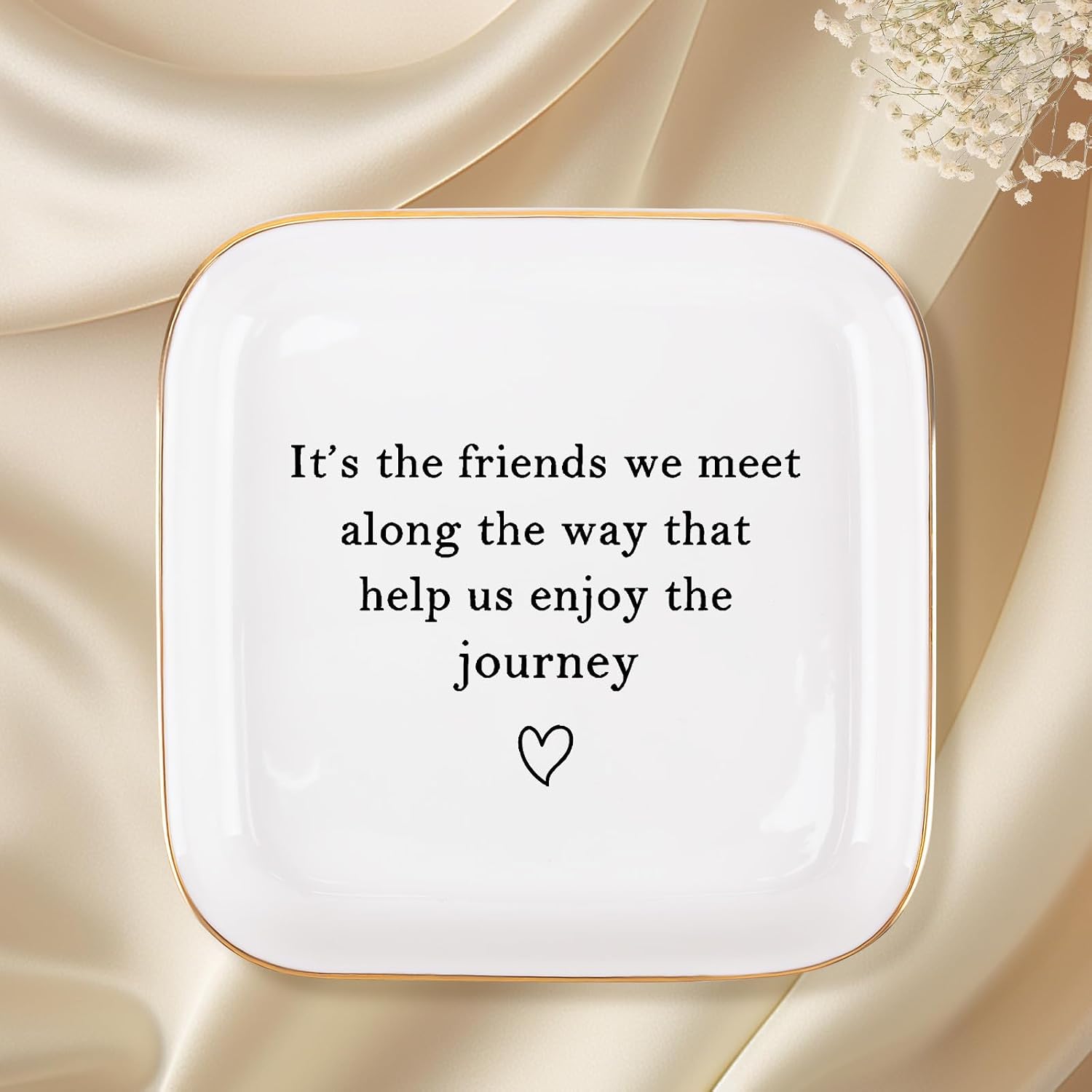 Best Friend Birthday Friendship Gifts for Women Jewelry Tray, Friendship Graduation Christmas Retirement Farewell Gifts for Best Friend BFF Coworkers Jewelry Ring Tray Dish