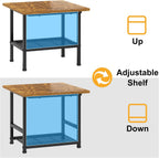 Mini Fridge Stand with Storage, End Table with 2-Tire Storage Shelf,Small Refrigerator Stand-Max Load 300 LBS Heavy Microwave Printer Stand Utility Cart for Dorm, Apartment, Kitchen, Office (Brown)