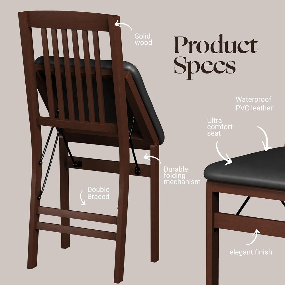 SIMPLEX Folding Wood Dining Chairs, Padded, No Assembly, 2 Pack | Solid rubbe...