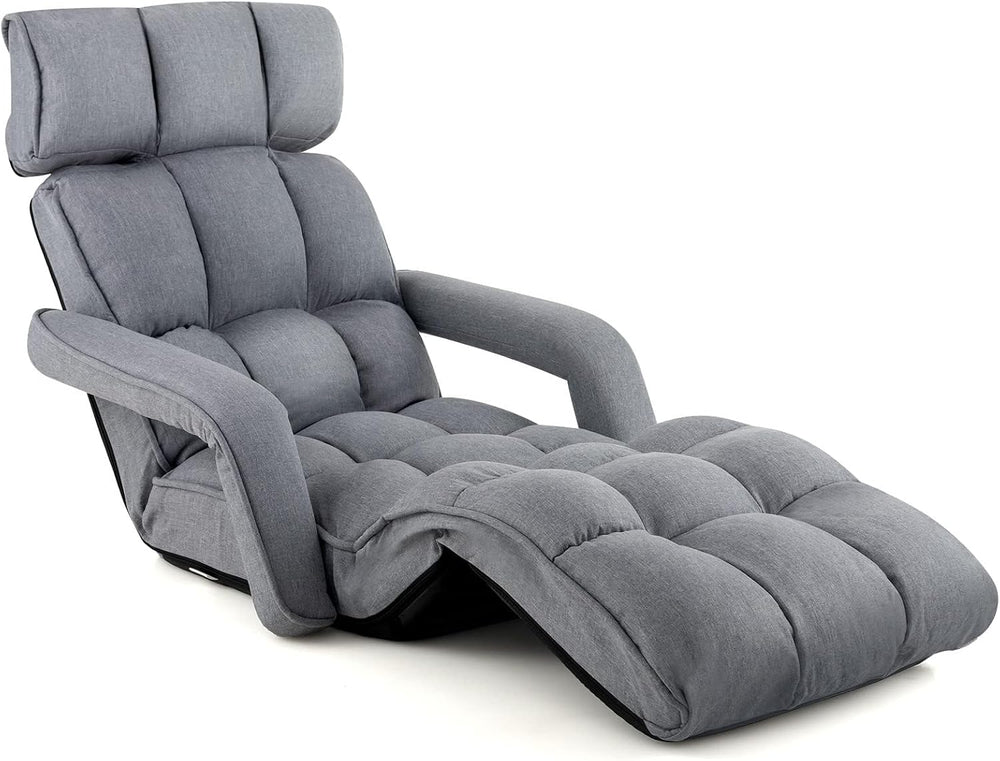 DORTALA Foldable Lazy Floor Sofa, Indoor Chaise Lounge Sofa, 6-Position Foldi...