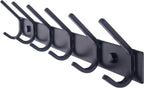 WEBI Coat Rack Wall Mounted,17-1/8 Inch Hooks for Hanging Coats,Heavy Duty Metal Hook Rail with 6 Double Dual Hooks Hanger Wall Mount for Purse Clothes Jacket Backpack Entryway,Black