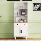 23.6" D*15.7" W*63" H Freestanding Kitchen Pantry with Dawer, 3 Shelves, Lower Double Door, Rectangular Storage Cabinet, Modern Minimalist, for Living Room, Dining Room, White