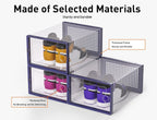 Kuject X-Large Shoe Storage Boxes Organizers Clear Plastic Stackable 12 Pack, Shoe Rack & Holder Substitute, Sneaker Containers, Toy Storage Organizer Bins for Entryway, Closet, Under Bed, Blue