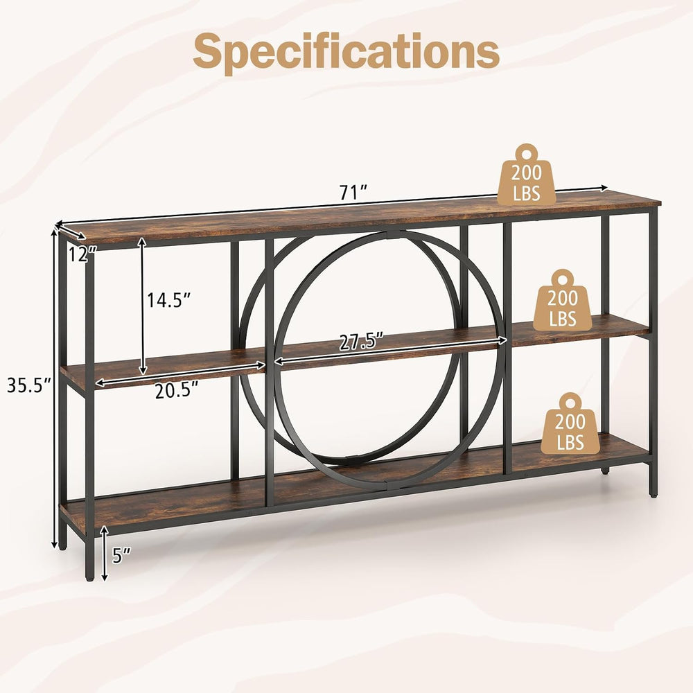 GIANTEX Narrow Long Console Table, 3-Tier Entryway Table, Brown+Black | Faux ...