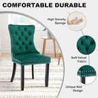 51 Inch Glass Dining Table Set for 4, Rectangular Glass Kitchen Table with 4 Upholstered Velvet Accent Chairs, 5 Piece Modern Dining Room Set, for Home, Apartment, Small Spaces - Green Black