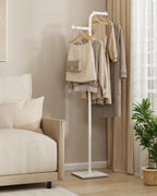 Coat Hanger Stand, Modern Garment Rack with Rock Slab Base, Heavy-duty Metal Clothes Tree for Boutiques, Hallway, Entryway, 68.9 Inches High, White, GYJ012W