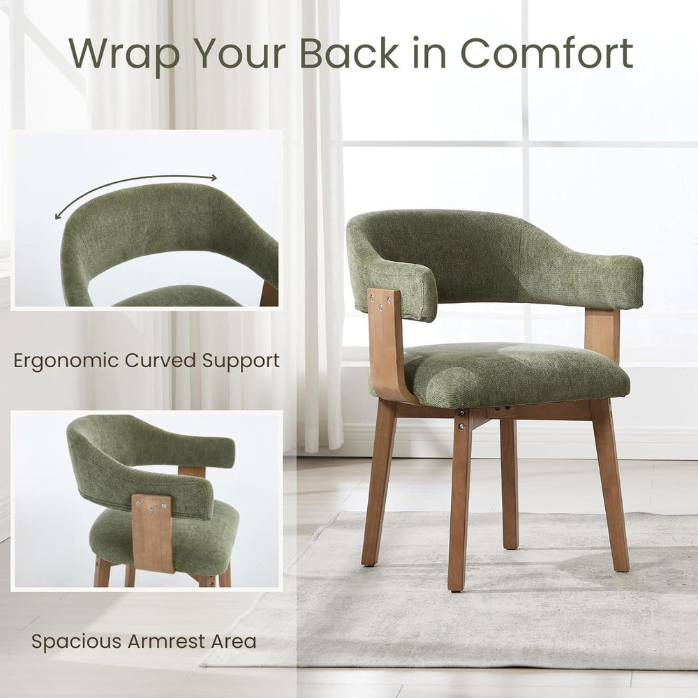 ROCITY Green Dining Chairs Set of 6 Upholstered Dining Room Chairs, Mid Centu...
