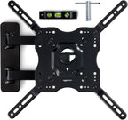 Amazon Basics Full Motion Articulating TV Wall Mount, with Swivel and Tilt, for 26" to 55" TVs and Flat Panels up to 80 Lbs, VESA Compatible, Single Stud, Black