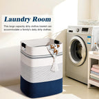 Laundry Hamper, 95L Tall Laundry Basket with Leather Handles, Rectangle Large Clothes Hamper for Organizing, Cotton Woven Laundry Baskets Storage Hampers for Bedroom, Nursery, Living Room