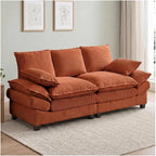 83" Cloud Loveseat Sofa, Comfy Corduroy Couch Deep Seat Double Cushion, 800 LBS 2-3 Seater Love Seat for Living Room Bedroom Apartment Office Small Space, Reddish-Brown