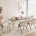 Dining Room Chairs Set of 6, Upholstered Dining Room Chairs, Mid Century Fabric Kitchen Chairs with Curved Backrest and Metal Legs, Beige