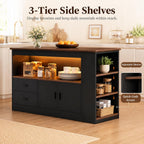 Kitchen Island Table with Storage, Large Kitchen Island with LED Light, Counter Height Table for Kitchen, Dining Room, Coffee Bar