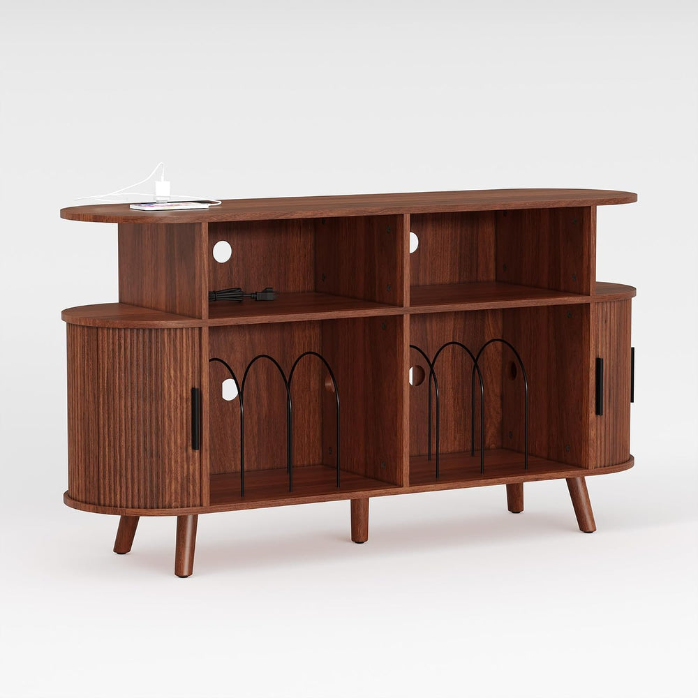 Garvee 55'' Fluted Mid Century Modern Turntable Cabinet with Vinyl St...
