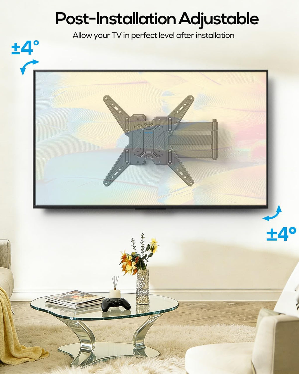 USX STAR Corner TV Wall Mount Long Arm TV Mount Bracket for 32-65 Inch TVs, Full Motion Mounts with 29” Articulating Arms Extension & Tilt & Swivel, Holds up to 400x400mm VESA, 80 lbs for 55 65 TVS