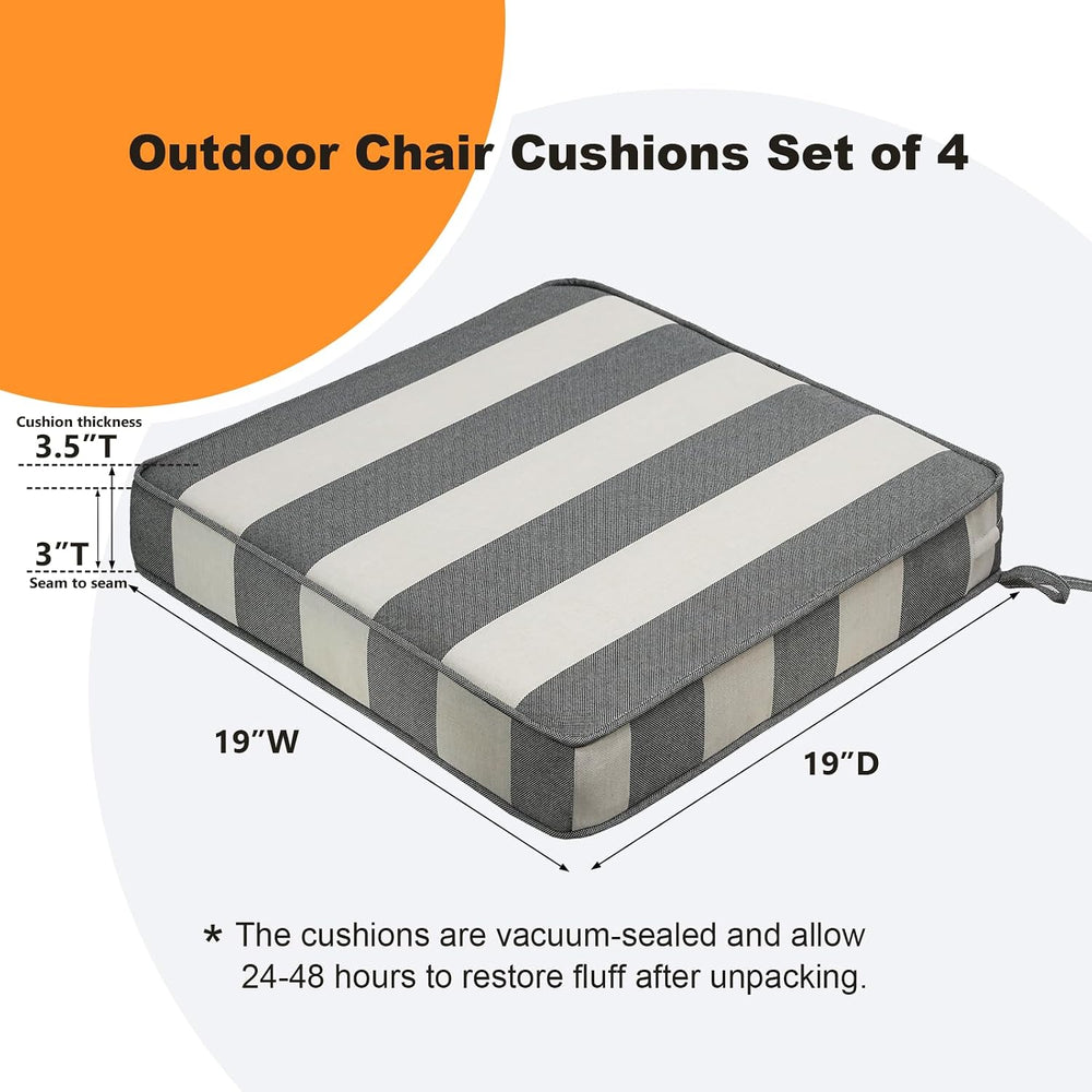Unimatta Square Corner Seat Cushions, 19" x 19" x 3", Set of 4...