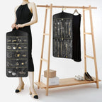 CHICECO Travel Jewelry Holder Organizer,Hanging Jewelry Organizer Storage with Zippered Pockets for Cloest,Jewelry Holder for Earrings, Necklaces（Black）