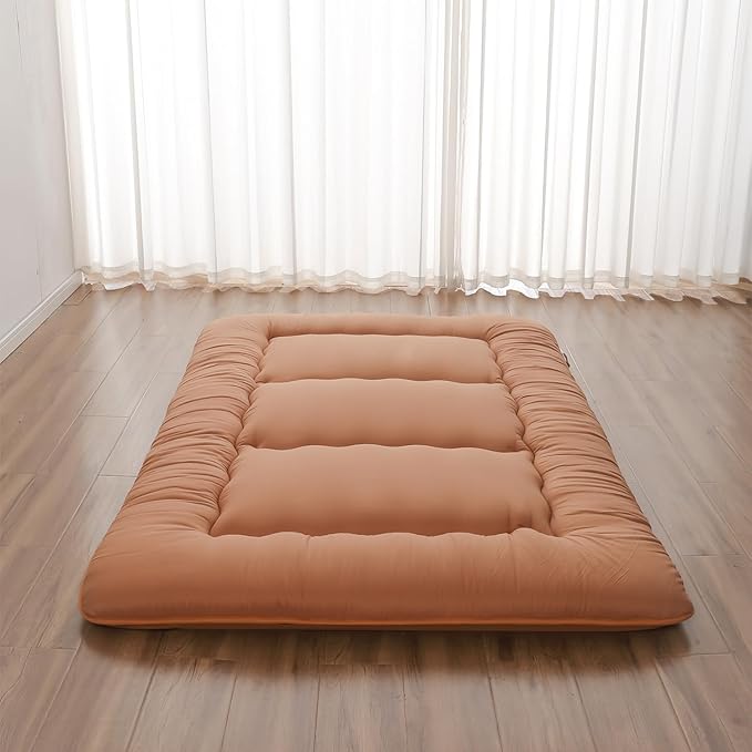 Japanese Floor Mattress, Futon Mattress with Portable Storage Bag and Washabl...